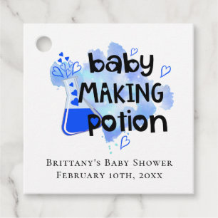 Baby Making Potion Blauwe Harten Mini fles Bedankjes Labels