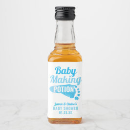 Baby Making Potion Blue Footprint Douche Dank je Likeurfles Etiket