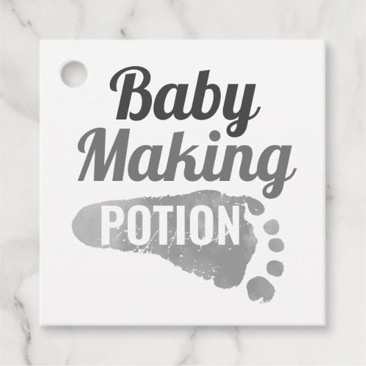 Baby Making Potion Grey Footprint Douche Dank je Bedankjes Labels (Voorkant)