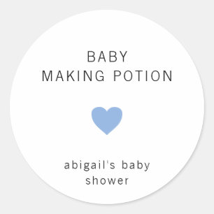 Baby Making Potion Modern Blue Boy Baby shower Ronde Sticker