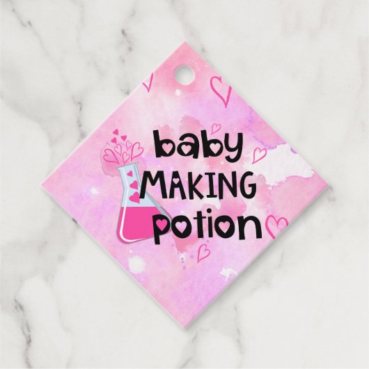 Baby Making Potion Roze Baby shower Bedankjes Labels (Voorkant)