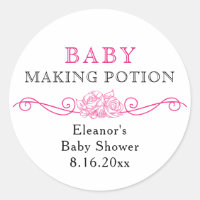 Baby Making Potion Roze Baby shower Favor Stickers