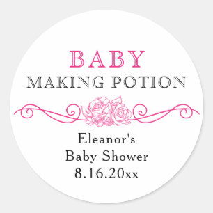 Baby Making Potion Roze Baby shower Favor Stickers
