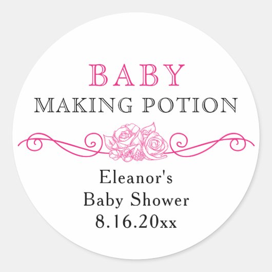Baby Making Potion Roze Baby shower Favor Stickers (Voorkant)