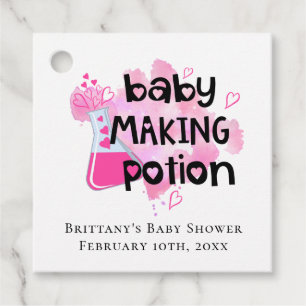 Baby Making Potion Roze Harten Mini Fles Bedankjes Labels