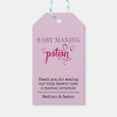Baby Making Potion Roze Typografie Baby shower Cadeaulabel (Voorkant)