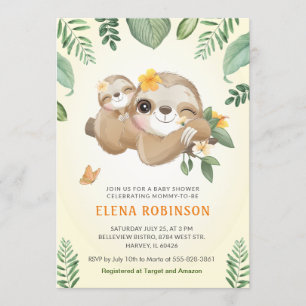 Baby Mama Sloth Oerwoud Genderneutraal Baby shower Kaart