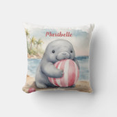 Baby Manatee Meisjes Gepersonaliseerd Kussen (Voorkant)
