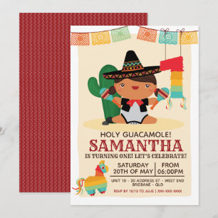 Baby Mariachi Holy Guacamole Invitation d'un an