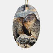 Baby Marmots Keramisch Ornament (Links)