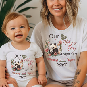 Baby Matchende Panda Onze Eerste Moederdag Samen Romper