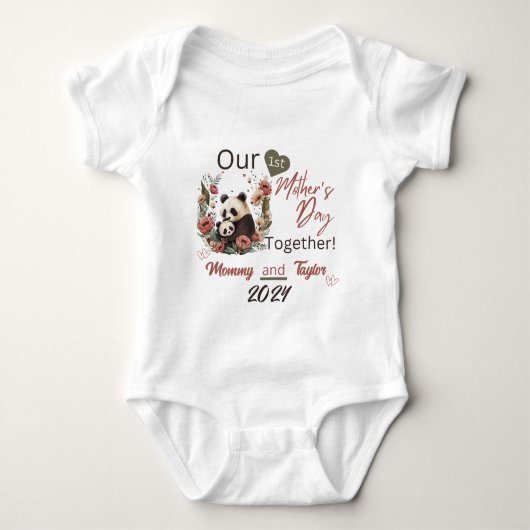Baby Matching Panda Onze Eerste Moederdag Samen Romper (Voorkant)