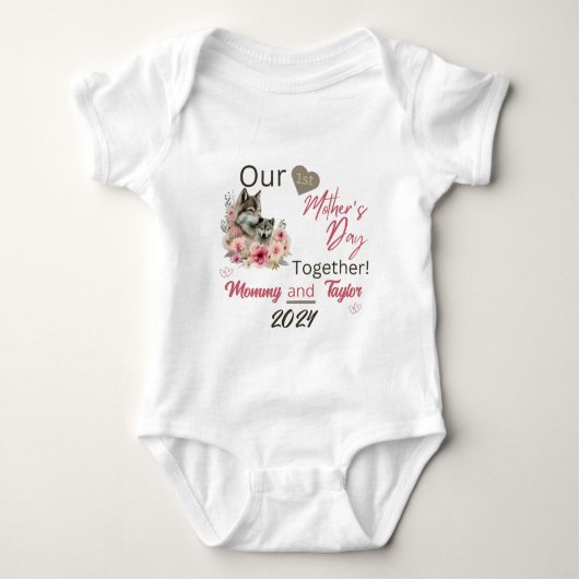 Baby Matching Wolf Onze eerste Moederdag Samen Romper (Voorkant)