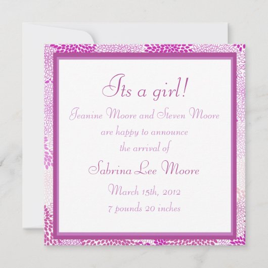 Baby (Meisje) Aankondiging (Voorkant)