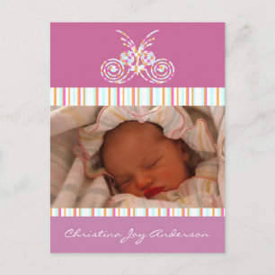 Baby Meisje Aankondiging - Vlinders