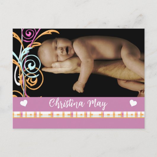 Baby Meisje Aankondiging - Vlinders (Voorkant)