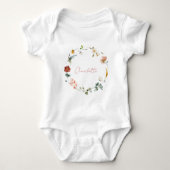 Baby Meisje Aquarel Bloem Naam Lettertype Romper (Voorkant)