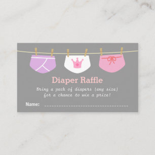 Baby Meisje Baby Shower, Luier Raffle Tickets Informatiekaartje