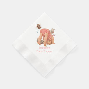 Baby Meisje, Baby Shower Roze Gerimpelde Onderbroe Servet