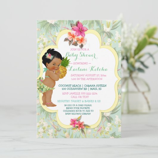 Baby Meisje Bikini Tropische Luau Hawaïaanse Anana Kaart (Staand voorkant)