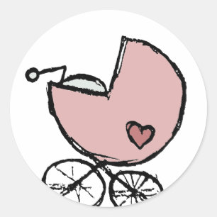 Baby meisje buggy - baby kruising ronde sticker