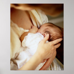 Baby meisje dat borstvoeding geeft (1-3 maanden) poster