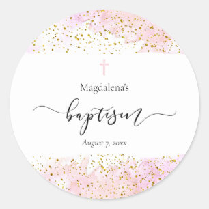 baby meisje doop ronde sticker