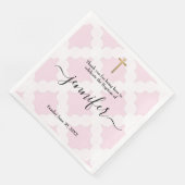 Baby meisje doop roze wit goud servet (Hoek)