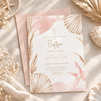 Baby Meisje Doop Uitnodiging | Kust Boho