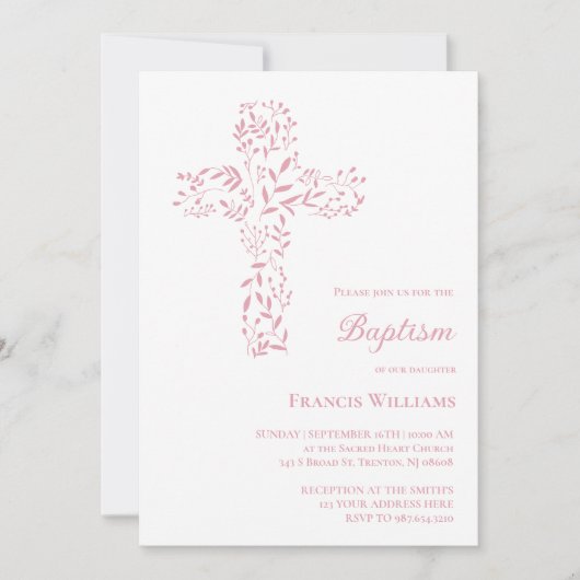 baby meisje doopkruis kaart (Voorkant)