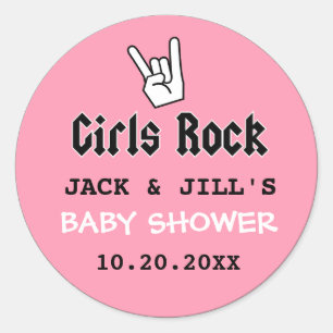 BABY MEISJE DOUCHE CONCERT UITNODIGING RONDE STICKER