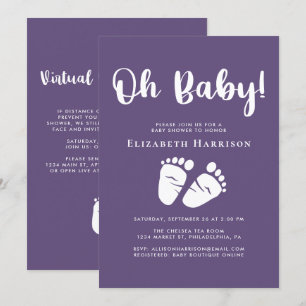 Baby Meisje Douche met Virtual Online Option Paars Kaart