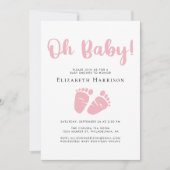 Baby Meisje Douche met Virtual Online Option Roze Kaart (Voorkant)