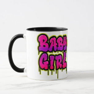 Baby Meisje Druppelend Woord Kunst Spuitverf Roze Mok