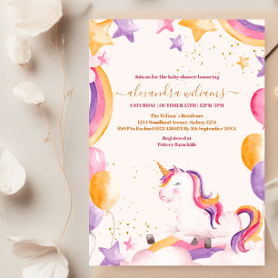 Baby Meisje Eenhoorn Goud Glitter Baby shower Kaart