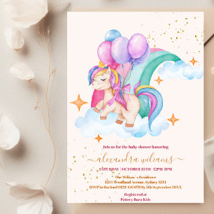 Baby Meisje Eenhoorn Goud Glitter Baby shower Kaart