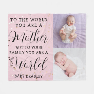 Baby meisje Eerste jaar Foto Collage Keepsake roze Fleece Deken