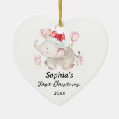 Baby Meisje Eerste Kerst Olifant Custom Name Keramisch Ornament (Voorkant)