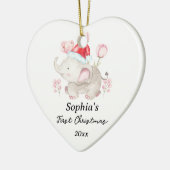 Baby Meisje Eerste Kerst Olifant Custom Name Keramisch Ornament (Links)