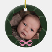 Baby meisje eerste kerst ornament roze & groen (Achterkant)