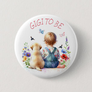 Baby Meisje en Puppy Baby shower GiGi om te zijn Ronde Button 5,7 Cm