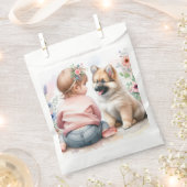 Baby Meisje en Puppy Roze Baby shower Bedankzakje (Geknipt)