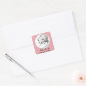 Baby Meisje Geboorte Aankondiging Foto en Naam Cus Vierkante Sticker (Envelop)