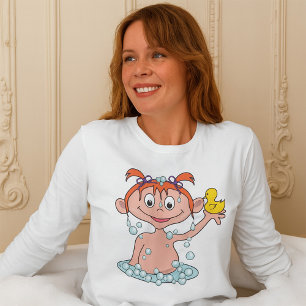 Baby meisje in bad vrouwen lang Sleeve T-shirt