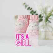 baby meisje kaart, baby shower feestdagenkaart (Staand voorkant)