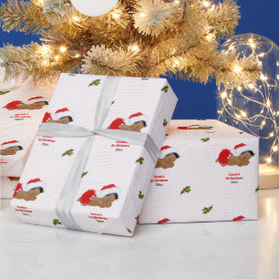 Baby Meisje Kerstmis Rood Kerstman Hoed Stip Verpa Cadeaupapier