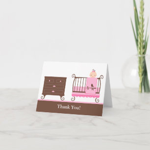 Baby Meisje Kwekerij Bedankkaart