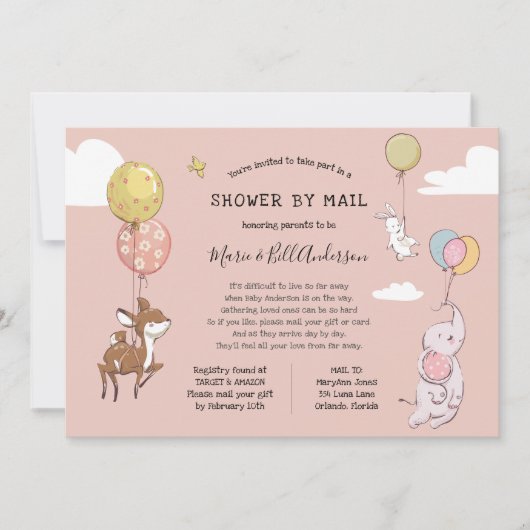 Baby Meisje Lange Afstand Douche per Mail Kaart (Voorkant)