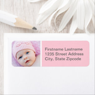 Baby Meisje Licht Roze Foto Retouradres Etiket