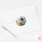 Baby Meisje met Teddy Bear Baby shower Het is een Ronde Sticker (Envelop)